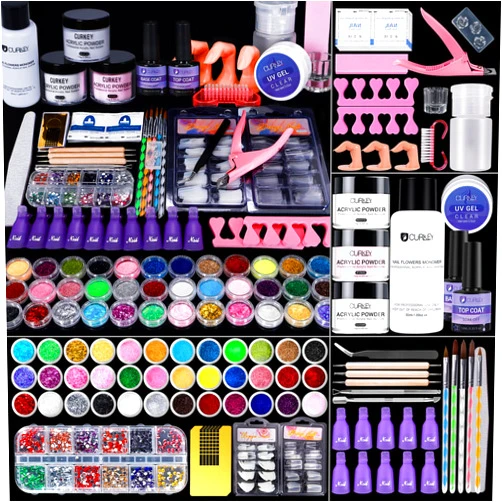 CURKEY 119 in 1 Acrylic Nail Kit Monomer Liquid Set - 36 Colors Glitter Acrylic Powder Set for Beginner with Nail Art Tools - Nail Kit Set Professional Acrylic with Everything for Acrylic Nails