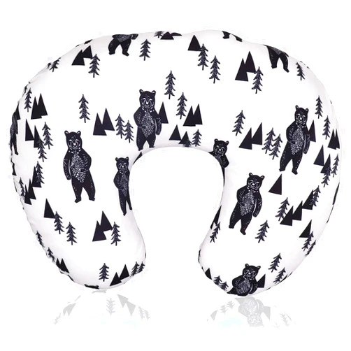 TANOFAR Bear Nursing Pillow Cover, Breastfeeding Pillow Slipcover for Baby Boys & Girls, Nursing Pillow Case for Newborn, Soft Fabric Fits Snug On Infant, Washable & Breathable, Black & White Animal