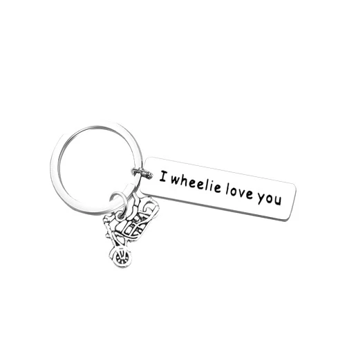 Dabihu Couple Keychain for Motorcycle Rider Biker I Wheelie Love You Keyring Valentines Gifts Motorcycle Lovers Gift for Boyfriend Girlfriend Husband Wife Christmas Birthday Gifts Funny Couple Jewelry
