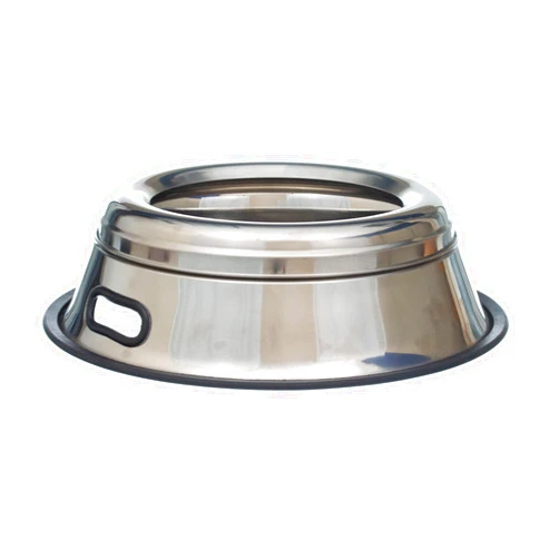 Indipets Stainless Steel Spill Proof Splash Free Dog Bowl - 64oz - Removable Cover and Easy Pick Up Grip Handle
