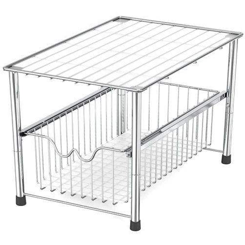 Deco Brothers DecoBrothers Stackable Under Sink Organizer with Sliding Basket, Chrome