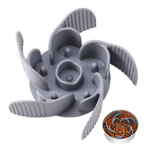 Mateeylife Slow Feeder Dog Bowls Insert with Suction Cups Dog Anti-Choking Slow Eating Feeder Insert for Medium Breed Large Sized Dog, Fit into Basic Bowls 5.5-8in Dog&Cat Bowls Gray