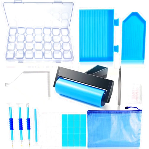 Hulameda 56pcs 5D Diamond Painting Tools, Diamond Painting Accessories with 28 Grids Diamond Embroidery Box and Diamond Painting Roller for Kids and Adult(Blue)