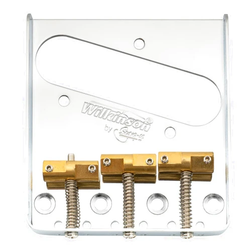 Musiclily Wilkinson WTB Brass Compensated 3-Saddle Guitar Telecaster Bridge Assembly for Fender Tele Style Electric Guitar Replacement Parts, Chrome