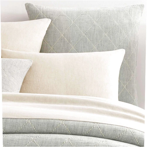Pine Cone Hill Tilden Matelasse Sham, King, Natural/Grey Geometric Pattern