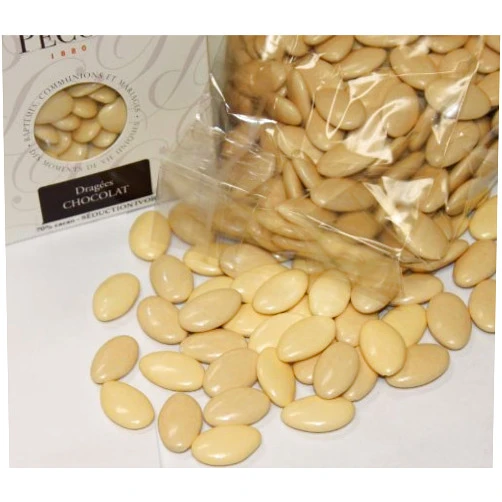 FavorOnline Superior Ivory French Chocolate Dragées - Dragees Pecou Imported from France, 1 Kilo Box (2.2 LBS)