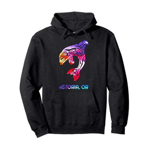 Astoria Oregon PNW Native American Orca Whale Astoria Oregon PNW Native American Indian Orca Killer Whale Pullover Hoodie