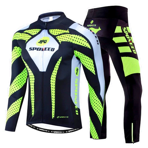 sponeed Men's Cycling Jersey Full Sleeve Riding Wear Long Sleeve T Shirts Pants