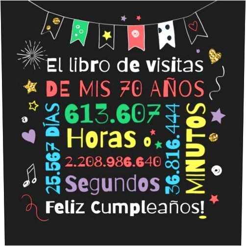 BetterNotes Cumpleaños El libro de visitas de mis 70 años: Decoración para el 70 cumpleaños – Regalos originales para hombre y mujer - 70 años - Libro de firmas para felicitaciones y fotos de los invitados (Spanish Edition)