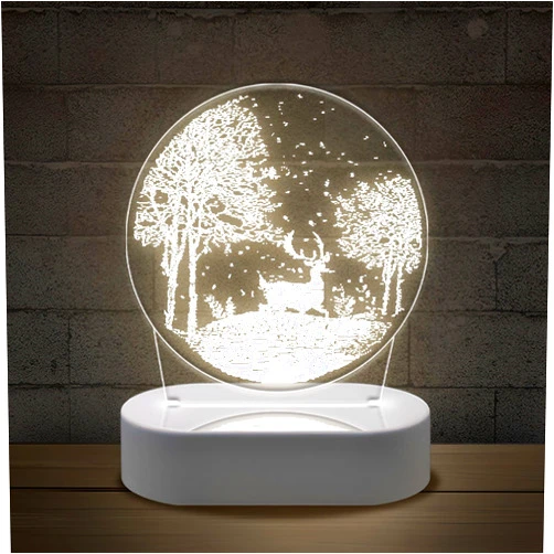 Paradmas Elk Night Lamp, Acrylic led Night Light, Cute Decoration Gifts for Kids, Personalized Decor Living Room, Bedroom, White