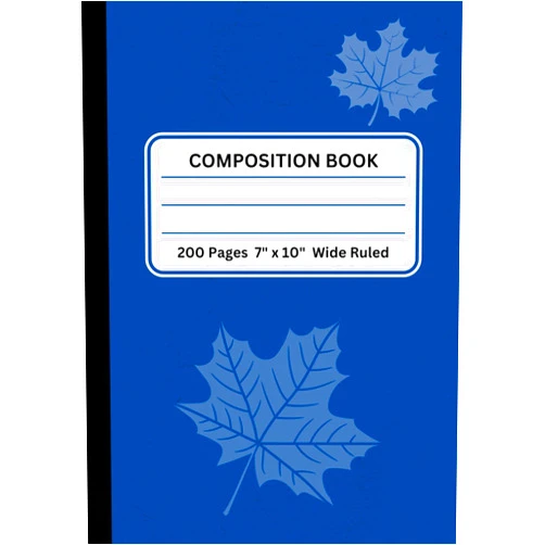 Alsta Studio Maple Leaf Composition Notebook, Hard Cover Notebook, 7 x 10 Inches, Wide Ruled, 100 Sheets, 200 Pages, Assorted Color option: Blue