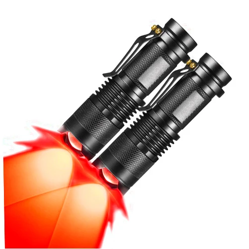 RaySoar 2 Pack Red Light Flashlight Red LDE Flashlight Red Flashlight Night Vision Flashlight for Astronomy, Night Observation and Outdoor Activities(2 PCS)