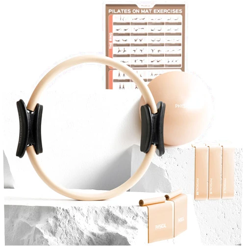 PhysKcal Pilates Kit, 15-Inch Pilates Ring with 1x Core Ball, 3X Resistant Loops and 2X Flex Bands, Home Pilates Equipment Set and Mat Pilates Essential Kit