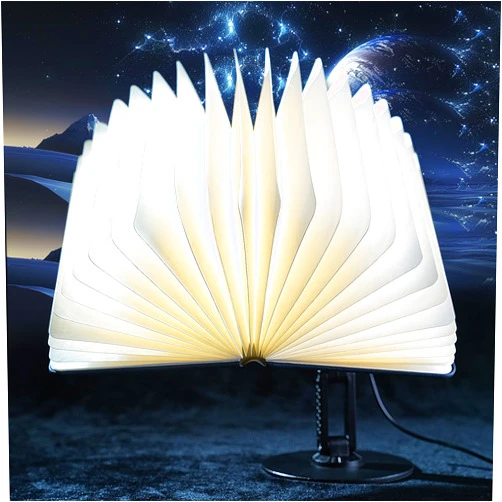 QXMGCBOK MagicBook Light - Smart Voice-Activated Book Lamp with Auto-Open/Close, Adjustable Stand & 10W RGB Desk Light for Home/Office Decor (Novelty Reading Lamp) (Art Deco 1)