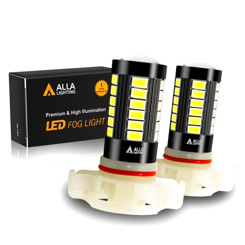 Alla Lighting Super Bright 5202 PS19W LED Fog Light Bulbs PS24WFF 5201 DRL, 6000K Xenon White 2800Lms 12V Replacement 5730 33-SMD LEDs