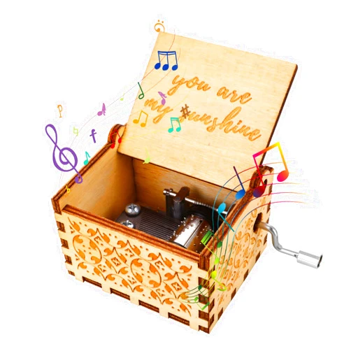TIESOME You are My Sunshine Hand Crank Music Box, Wood Engraved Vintage Music Box Classical Music Box Gifts for Boy Girl Men Women