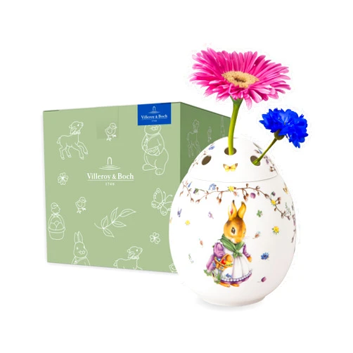 Villeroy & Boch Spring Fantasy Egg, E MMA and Paul Vase for Flowers, Premium Porcelain, 17.5 x 17.5 x 21 cm, Multi-Coloured, 17,5 x 17,5 x 21, Emma