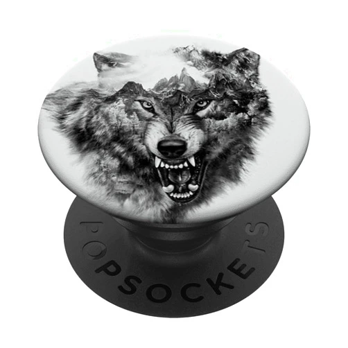Cute Wolf Wild Supply Co. Scary Wolf Wild Animal Design Gift For Lovers of Wolves PopSockets PopGrip: Swappable Grip for Phones & Tablets PopSockets Standard PopGrip