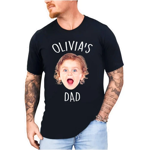 LASFOUR Personalized Dad Shirts with Baby Face Photo, Custom Baby Photo Father Day Shirts for Men, Personalized Gifts for Dad from Son, Daughter