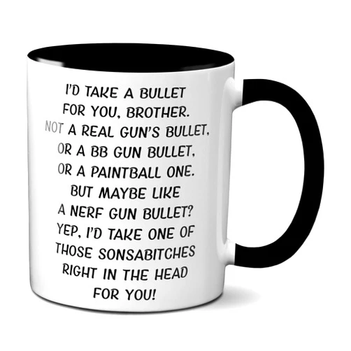 Ransalex Funny Brother Gifts - Gag Coffee Mugs for Brothers - Best Bro Birthday Present - Adult Humor Cups with Quotes (11oz, black handle)