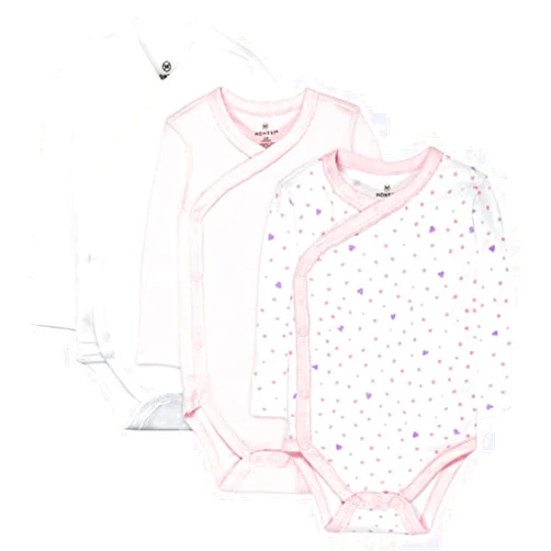 HonestBaby Baby Long Sleeve Side-Snap Organic Cotton Kimono Bodysuits (3 Pack)