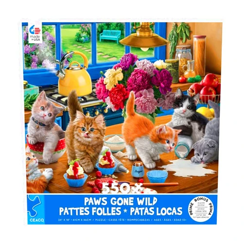 Ceaco - Paws Gone Wild - Kittens in The Kitchen - 550 Piece Jigsaw Puzzle