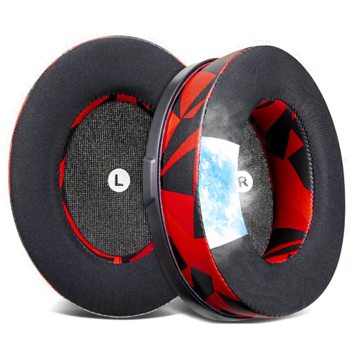 SOULWIT Cooling-Gel Replacement Earpads for Audeze Penrose/Penrose X/Mobius, Ear Pads for HyperX Cloud Orbit/Orbit S Headphones, Cushions with Ice Silk Fabric, Noise Isolation Foam - Red Storm