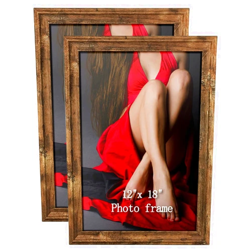 Calenzana 12x18 Poster Picture Frames Rustic Distressed Photo Frame 12 x 18 Set, Wall Hanging, 2 Pack, Brown