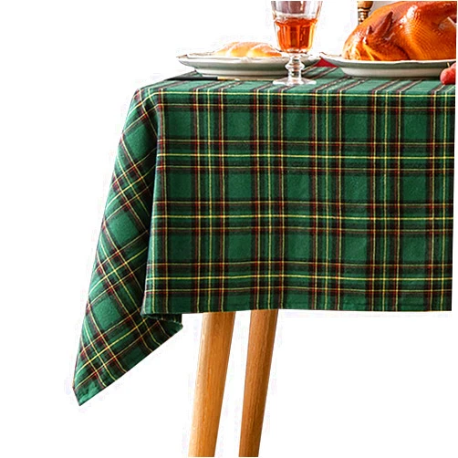 Ghousetec Rectangular Tablecloth Grid Table Cloth for Rectangle Tables Plaid Dining Table Kitchen DéCor Fabric Table Cover for Kitchen Tabletop Decoration for Outdoor and Indoor (Green, 55*86.6inch)
