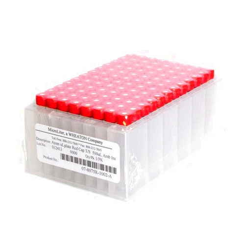 MicroLiter 07-2070B-250-A µL-Plates Assembled Kit with Blue Cap PTFE/Silicone Septa, Round Inserts Installed, Clear, 350µL