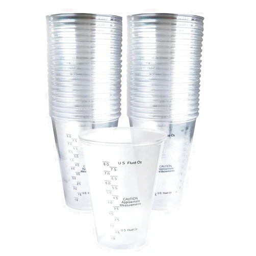 Comfort Axis Graduated Disposable Ultra Clear Plastic Measuring Cups, 8oz/240ml (Pack of 50)
