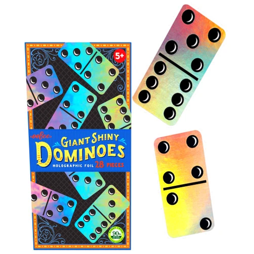 eeBoo: Giant Shiny Holographic Foil Dominoes, Matching, Counting, and Concentration Skills are Learned with This Classic Game for The Whole Family, Perfect for Ages 5 and up