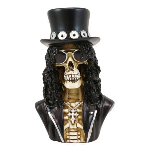 Ebros Gift Day of The Dead Rock Musician Guitarist Sklash Skull Skeleton Bust Miniature Figurine 4.25