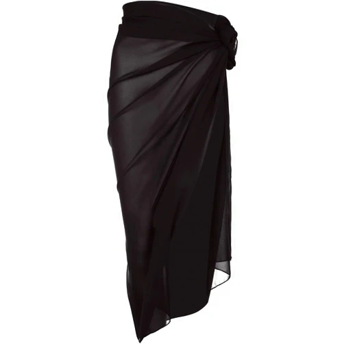 Geyoga Women Swimsuit Cover up Black Long Sarong Skirt Ladies Bikini Wrap Skirt Beach Chiffon Bathing Swimwear Pareo Wrap for Vacation, Plus Size