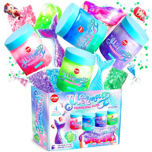 FUN KIDZ 35.16 FL OZ Summer Mermaid Slime Toy for Girls Ages 6-8, FunKidz Big Premade Shimmer Sparkle Glitter Kid Slime Pack Birthday Party Gift