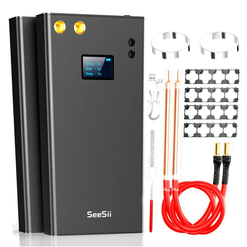 Seesii Spot Welder, Seesii 11000mA-h Battery Spot Welder with LCD Screen Upgraded Enhanced 80 Gears Adjustable Portable Mini Spot Welder with 2x5M Nickel Sheet & 4X4 Holder For Making Battery Packs