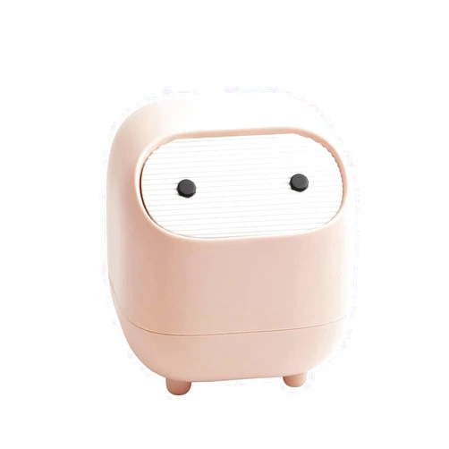 AnyCar Cute Mini Ninja Desktop Trash Can Double Press Trash Can with Lid Suitable for Office Bedroom Trash Can