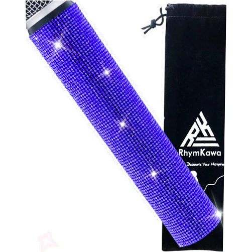 RhymKawa Rhinestone Microphone Sleeve for Shuer Wireless Mic SM58, Beta58A, Beta87A, SM86, PG58 Handle Cover Replacement, Royal Blue Bling on Party, Tours, TV Shows (Mic NOT Included)