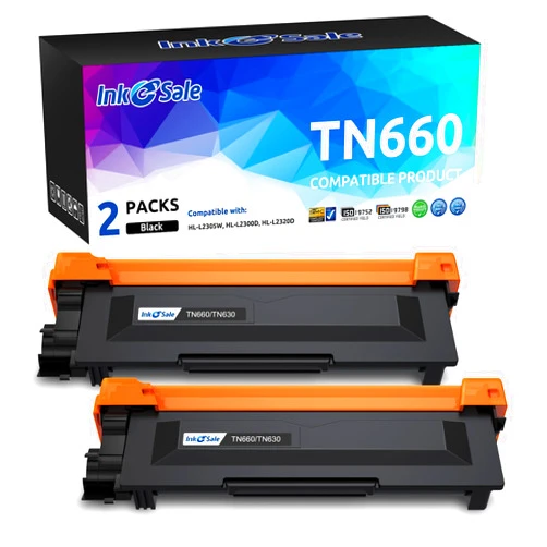 INK E-SALE Compatible Toner Cartridge Replacement for Brother TN660 TN630 use for MFC-L2700DW HL-L2340DW HL-L2300D HL-L2380DW DCP-L2540DW DCP-L2520DW MFC-L2740DW MFC-L2720DW (2 Pack Black, Design V3)