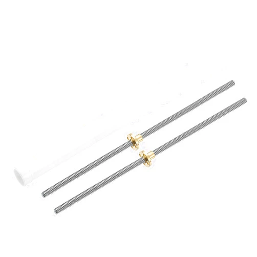uxcell 2Pcs 350mm Tr8x8 Lead Screw with Brass Nut (Acme Thread, 2mm Pitch, 4 Starts, 8mm Lead), Stainless Steel 304 Screw Bar Printer Upgrade Parts with Plastic Packaging Tube, Silver