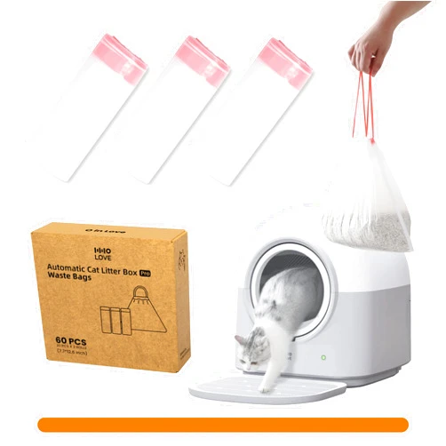 ABRCT Waste Bags(60 Count) for Self-Cleaning Litter Box Automatic Electronic Hands-Free Smart Robot self Cleaning Litter Box Liner- Safe Anti-Pinch, Odor Control,for Multiple Cats