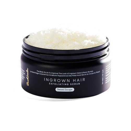 Bushbalm Ingrown Hair Exfoliating Scrub - Reduces Appearance of Ingrown Hairs and Helps with Underarm Bumps - Soothes Razor Bumps, Post Shave Redness and Itching - Sweet Escape 236 ml
