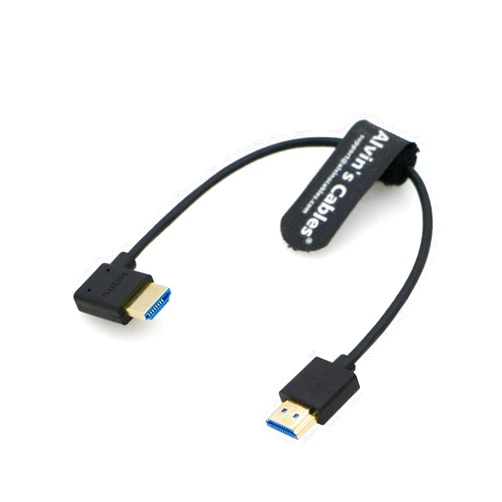 Alvin's Cables Ultra HD 8K HDMI 2.1 Cable Straight HDMI to Right Angle HDMI High Speed for Atomos Ninja V Monitor, Z CAM E2, Sony FS5| FS7| A7S3 Cameras 10inches|25CM