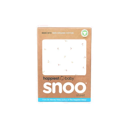 Happiest Baby SNOO Bassinet Fitted Sheet - 100% Organic Cotton Nursery Bedding - Fits SNOO Sleeper Crib Mattress (Ivory Cherries)