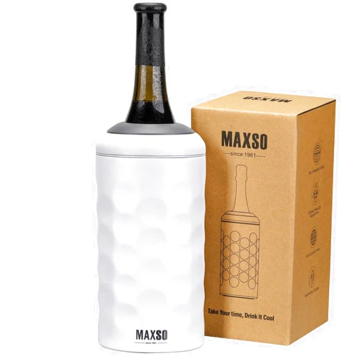 MAXSO Wine Chiller Bucket, Portable 750 ml Champagne & Wine Bottle Cooler Keep Wine & Beverages Cold, Stainless Steel Vacuum Insulated Wine Gifts for Wine Lovers - White