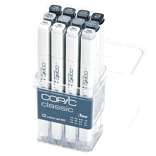 Copic Classic, Alcohol markers, 12pc set Neutral Gray (New Ver.)