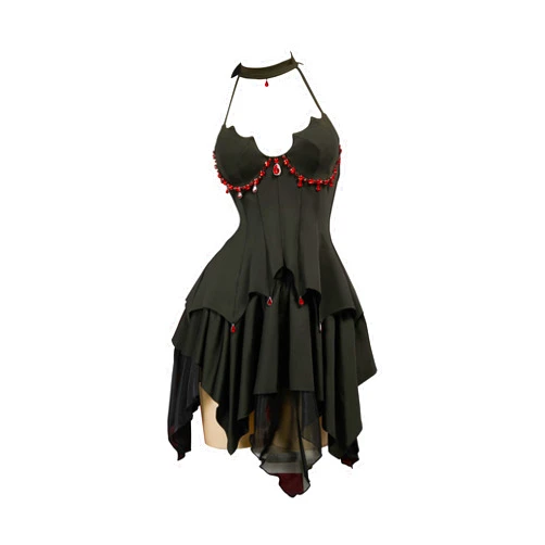 MEOWCOS.COM MEOWCOS Women's Gothic Dress Bat Style A-line Goth Halter Dress Halloween Cosplay Costume