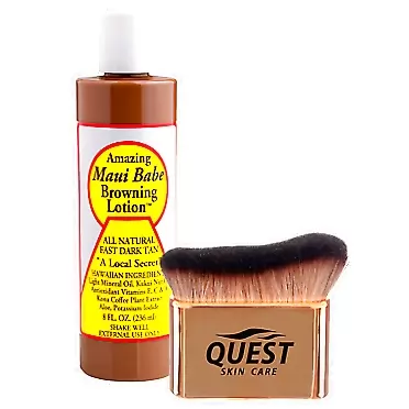 Nautical Crush Trading Amazing Maui Babe Browning Lotion 8oz - Maui Babe Tanning Lotion with Body Tanning Brush - Maui Tanning Lotion Kit