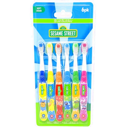 Brush Buddies Sesame Street Toothbrushes, Soft, Set of 6