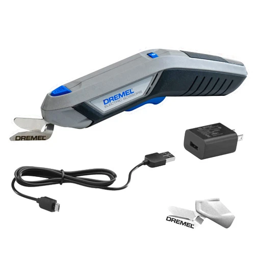 Dremel 4V Cordless Electric Scissors with USB Rechargeable Battery and Two Blade Attachments - Ideal for Cutting Cardboard, Fabric, and Paper, HSSC-01